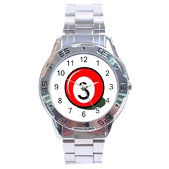 Billiard Ball Number 3 Stainless Steel Analogue Watch by Valentinaart