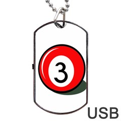 Billiard Ball Number 3 Dog Tag Usb Flash (one Side) by Valentinaart