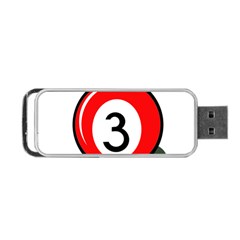 Billiard Ball Number 3 Portable Usb Flash (one Side) by Valentinaart