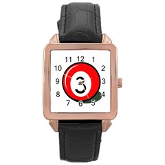 Billiard Ball Number 3 Rose Gold Leather Watch  by Valentinaart