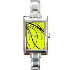 Yellow Decorative Design Rectangle Italian Charm Watch by Valentinaart