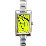 Yellow decorative design Rectangle Italian Charm Watch Front