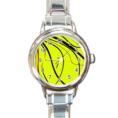 Yellow decorative design Round Italian Charm Watch