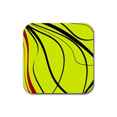 Yellow decorative design Rubber Coaster (Square) 