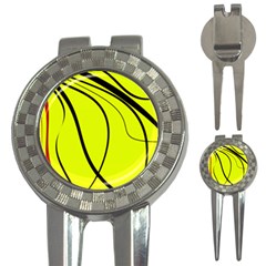 Yellow decorative design 3-in-1 Golf Divots