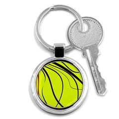 Yellow Decorative Design Key Chains (round)  by Valentinaart