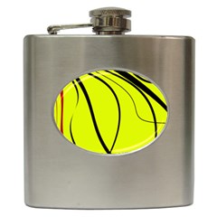 Yellow decorative design Hip Flask (6 oz)