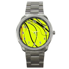 Yellow decorative design Sport Metal Watch