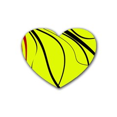 Yellow decorative design Rubber Coaster (Heart) 