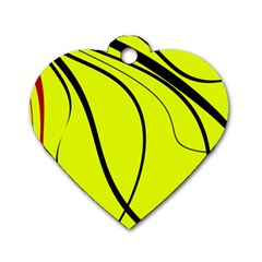 Yellow decorative design Dog Tag Heart (One Side)