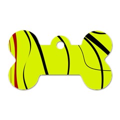 Yellow decorative design Dog Tag Bone (One Side)