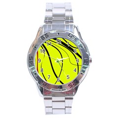 Yellow decorative design Stainless Steel Analogue Watch