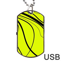 Yellow decorative design Dog Tag USB Flash (Two Sides) 