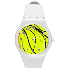 Yellow decorative design Round Plastic Sport Watch (M)