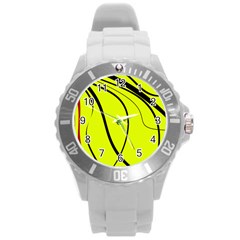 Yellow decorative design Round Plastic Sport Watch (L)