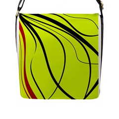 Yellow decorative design Flap Messenger Bag (L) 