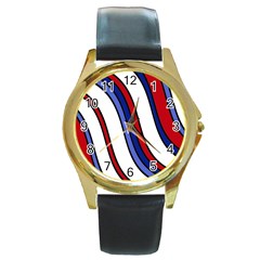 Decorative Lines Round Gold Metal Watch by Valentinaart