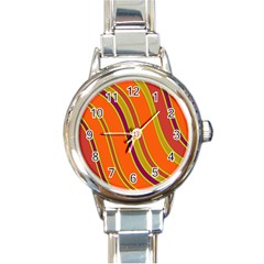 Orange Lines Round Italian Charm Watch by Valentinaart