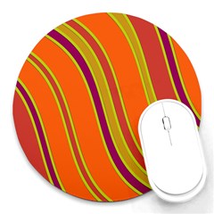 Orange Lines Round Mousepads by Valentinaart