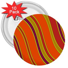 Orange Lines 3  Buttons (10 Pack)  by Valentinaart