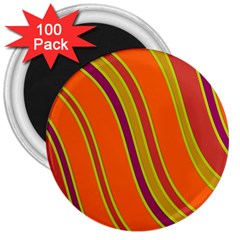 Orange Lines 3  Magnets (100 Pack) by Valentinaart