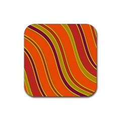 Orange Lines Rubber Coaster (square)  by Valentinaart