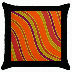 Orange Lines Throw Pillow Case (black) by Valentinaart