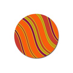 Orange Lines Magnet 3  (round) by Valentinaart