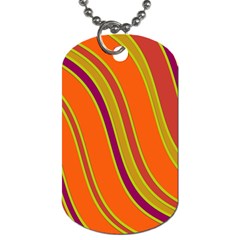 Orange Lines Dog Tag (one Side) by Valentinaart