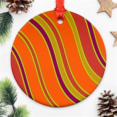 Orange Lines Round Ornament (two Sides)  by Valentinaart