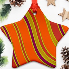 Orange Lines Star Ornament (two Sides)  by Valentinaart