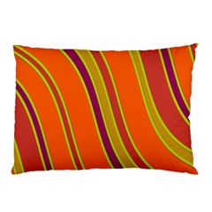 Orange Lines Pillow Case by Valentinaart