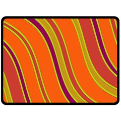 Orange Lines Fleece Blanket (large)  by Valentinaart