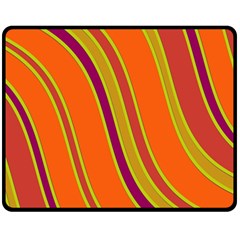 Orange Lines Fleece Blanket (medium)  by Valentinaart