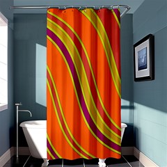 Orange Lines Shower Curtain 36  X 72  (stall)  by Valentinaart