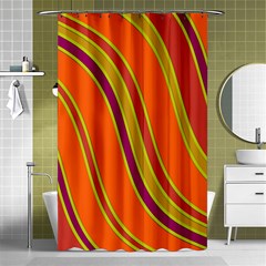 Orange Lines Shower Curtain 48  X 72  (small)  by Valentinaart