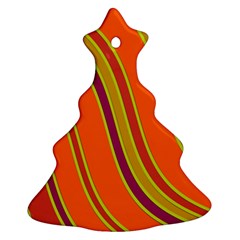 Orange Lines Ornament (christmas Tree) by Valentinaart