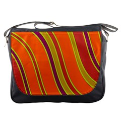 Orange Lines Messenger Bags by Valentinaart