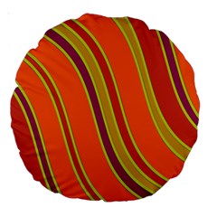 Orange Lines Large 18  Premium Round Cushions by Valentinaart