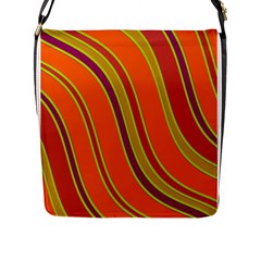 Orange Lines Flap Messenger Bag (l)  by Valentinaart