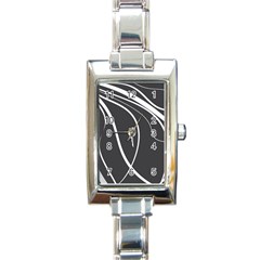 Black And White Elegant Design Rectangle Italian Charm Watch by Valentinaart