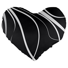 Black And White Elegant Design Large 19  Premium Flano Heart Shape Cushions by Valentinaart