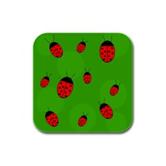 Ladybugs Rubber Square Coaster (4 Pack)  by Valentinaart