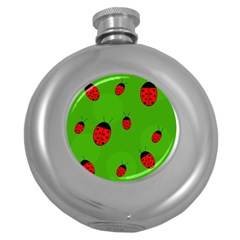 Ladybugs Round Hip Flask (5 Oz) by Valentinaart