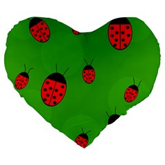 Ladybugs Large 19  Premium Heart Shape Cushions by Valentinaart