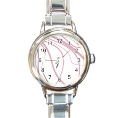 Pink Elegant Lines Round Italian Charm Watch by Valentinaart