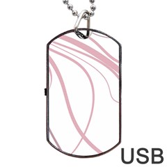 Pink Elegant Lines Dog Tag Usb Flash (one Side) by Valentinaart