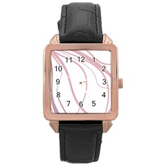 Pink Elegant Lines Rose Gold Leather Watch  by Valentinaart