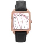 Pink elegant lines Rose Gold Leather Watch  Front