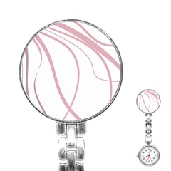 Pink Elegant Lines Stainless Steel Nurses Watch by Valentinaart